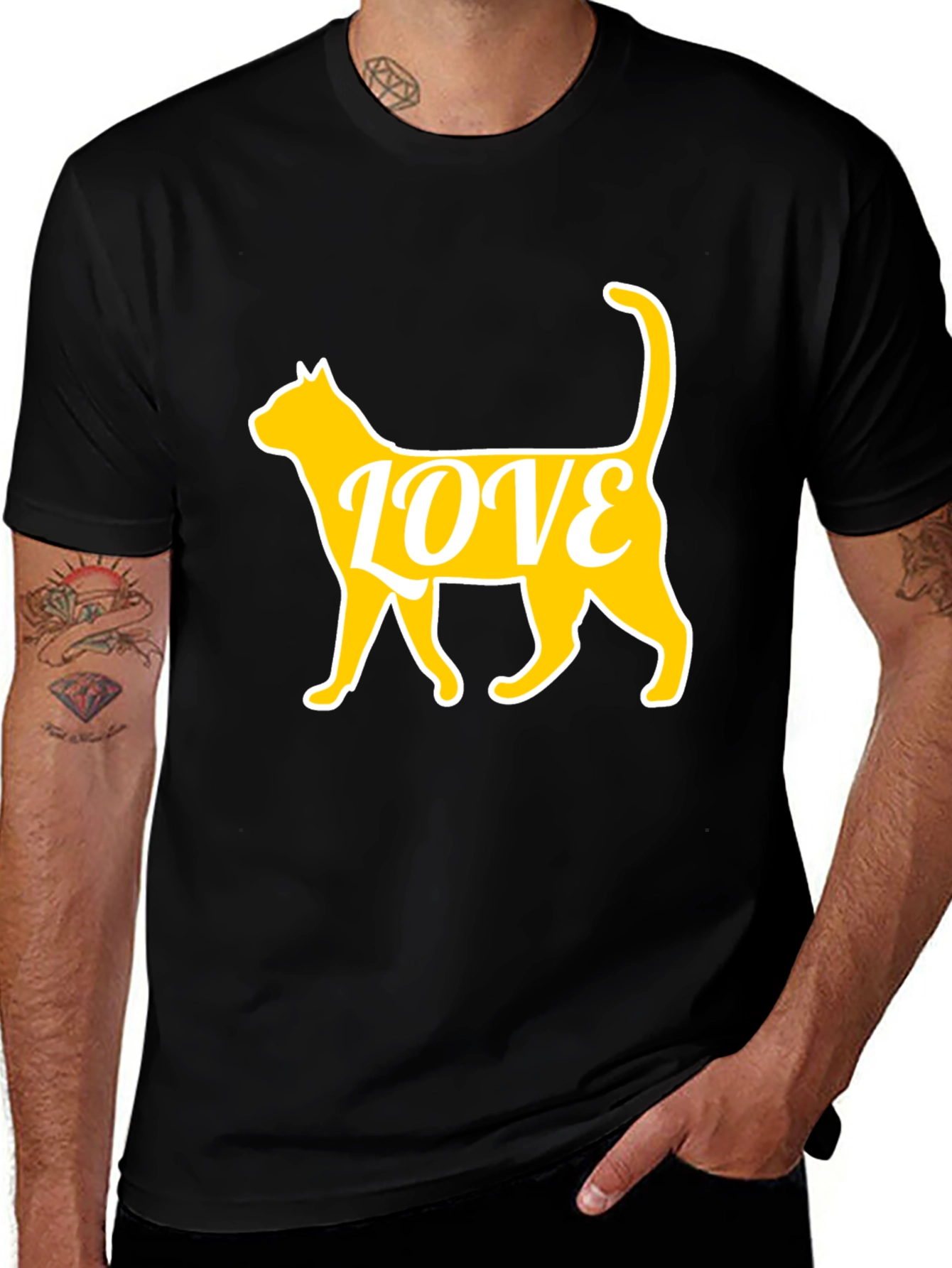 Variant 22 of Cat Love Graphic Black T-Shirt