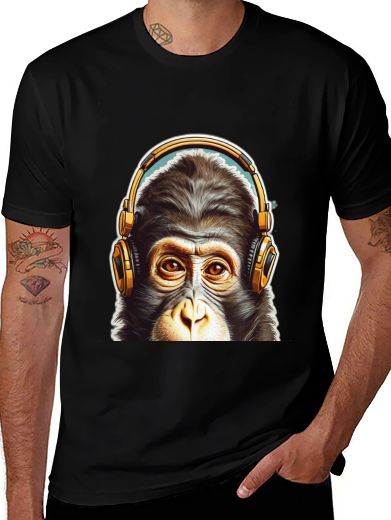 Variant 22 of Cool Monkey Headphone Graphic Tee
