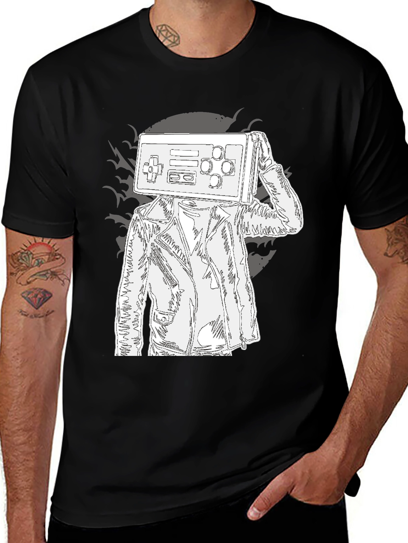 Variant 14 of Retro Game Controller Head Graphic Tee