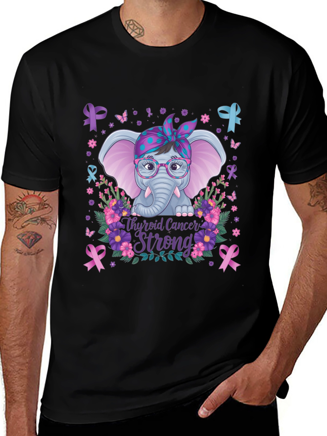 Thyroid Cancer Strong Elephant T-Shirt