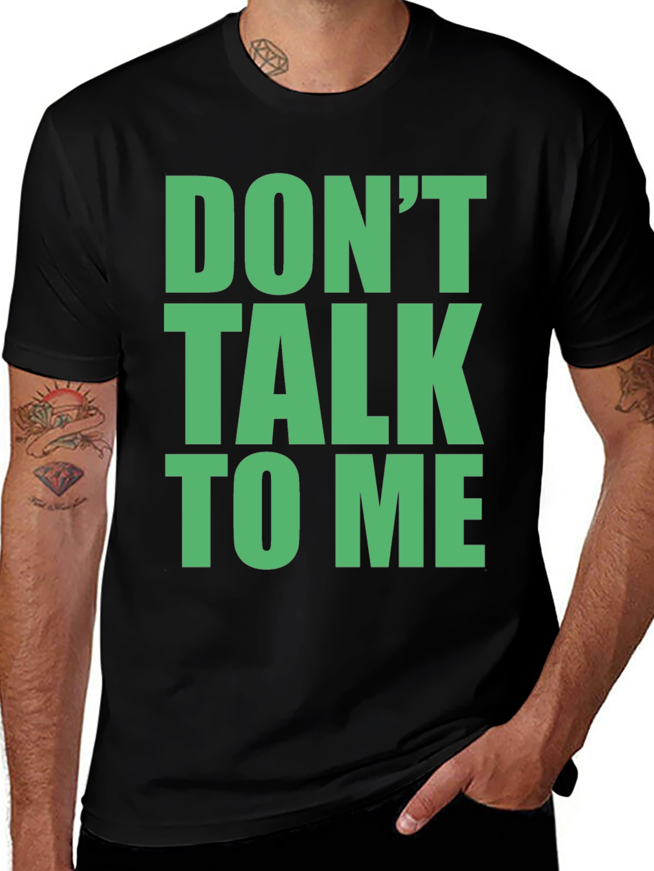 Variant 24 of Don't Talk To Me Graphic Tee - Black Cotton T-Shirt
