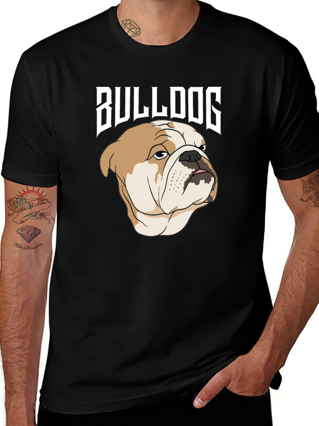 Black Bulldog Graphic Tee - Men's Black T-Shirt main image