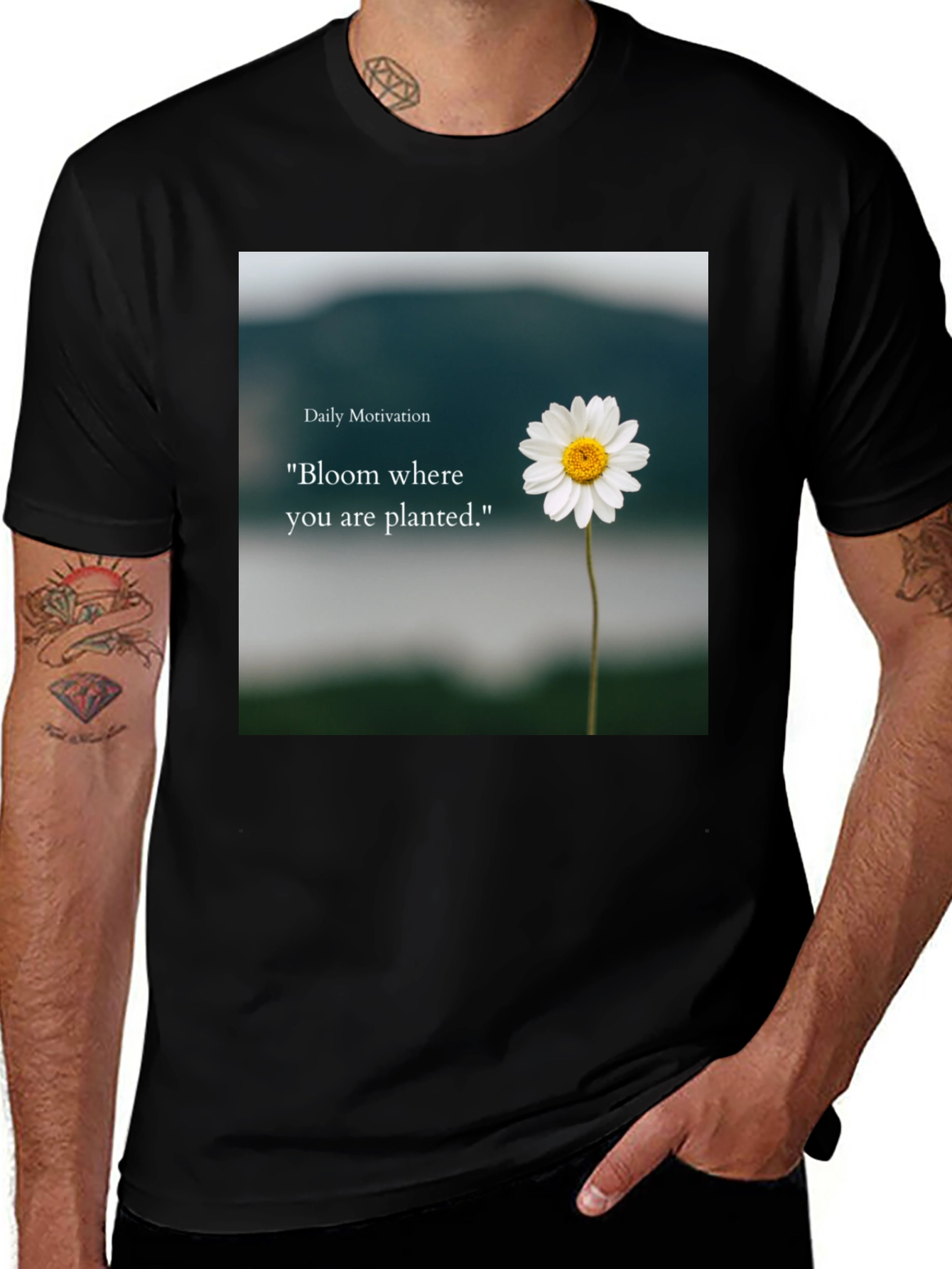 Variant 20 of Motivational Bloom Where You Are Planted Black T-Shirt