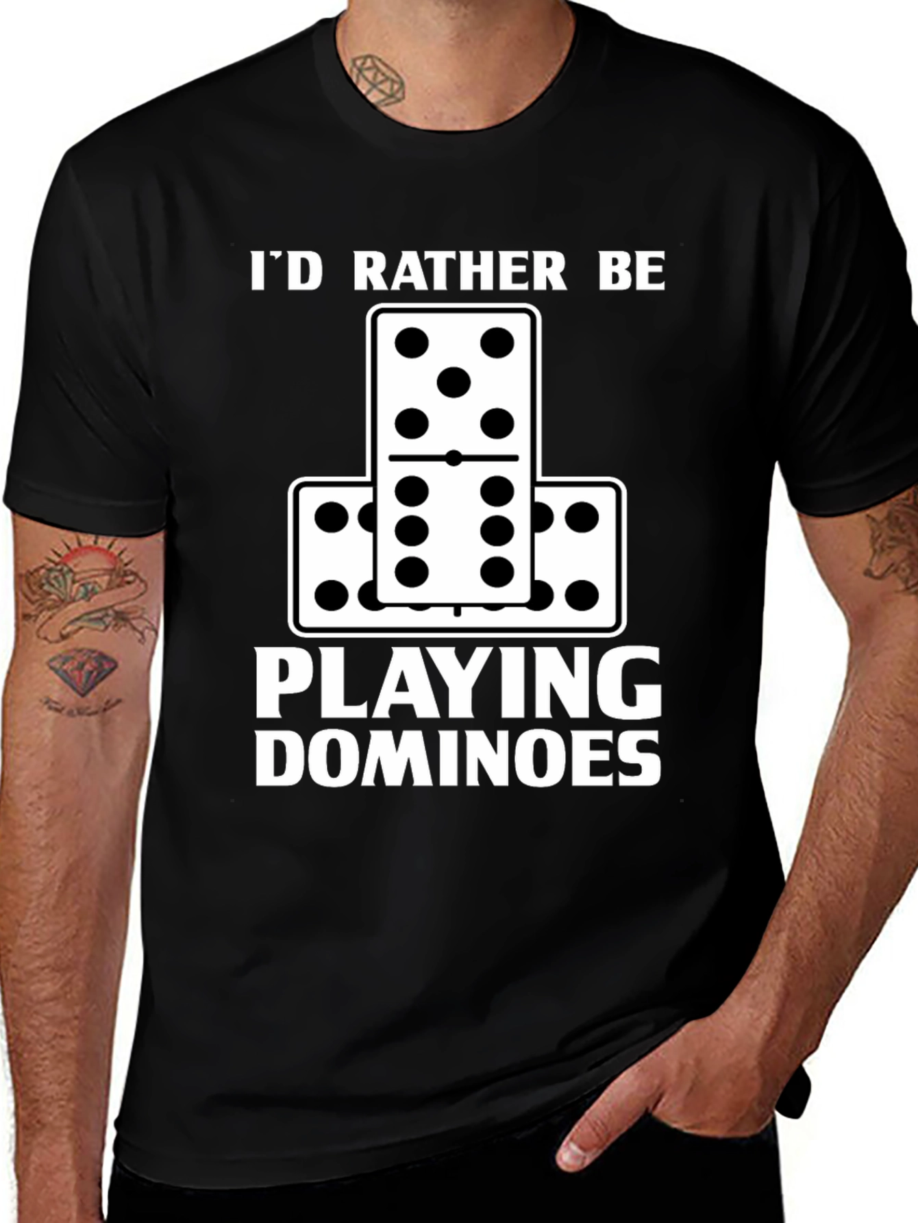 Variant 12 of I'd Rather Be Playing Dominoes T-Shirt