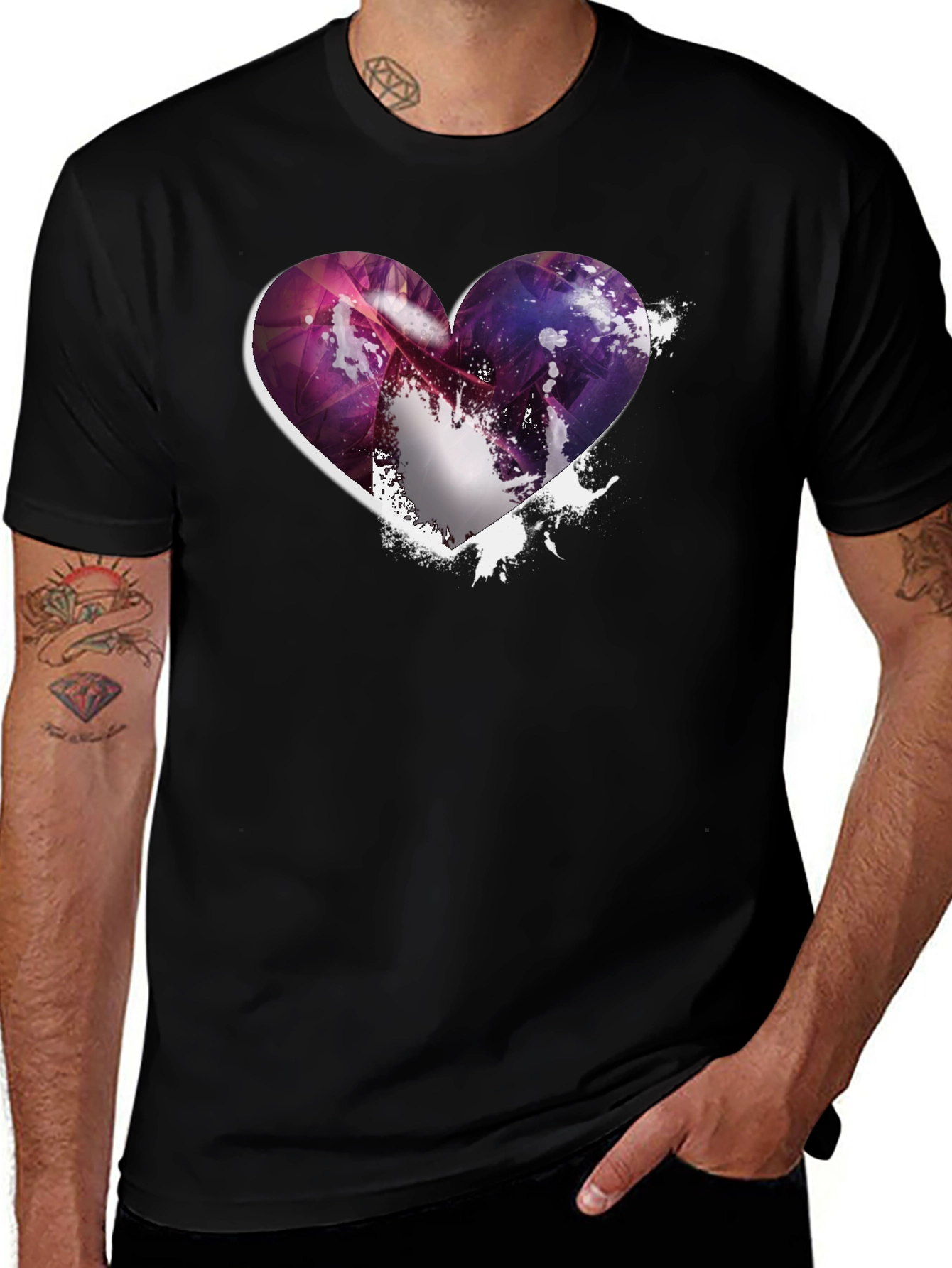 Variant 8 of Heart Galaxy Graphic Black T-Shirt