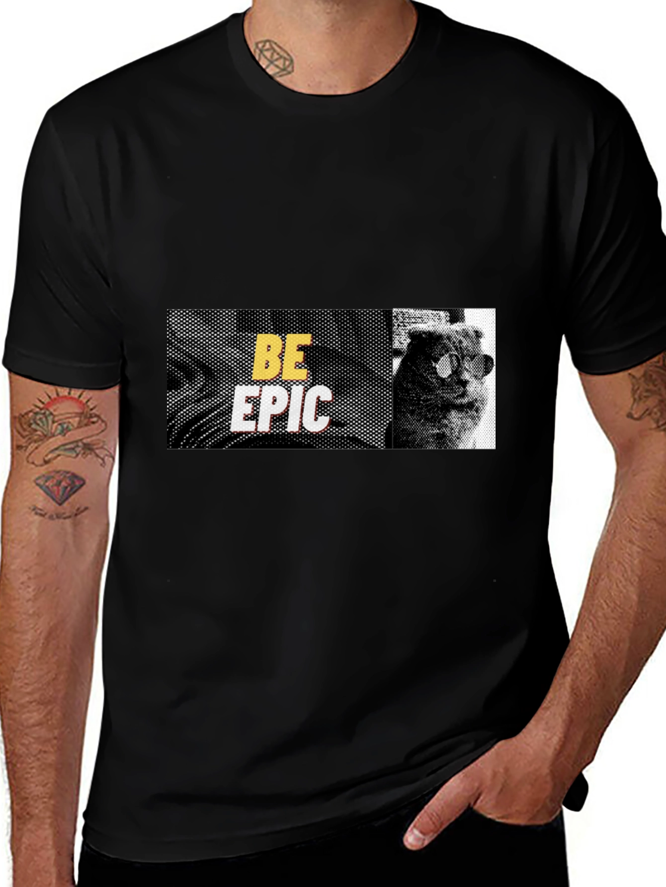 Be Epic Cat Graphic Tee - Cool Black T-Shirt