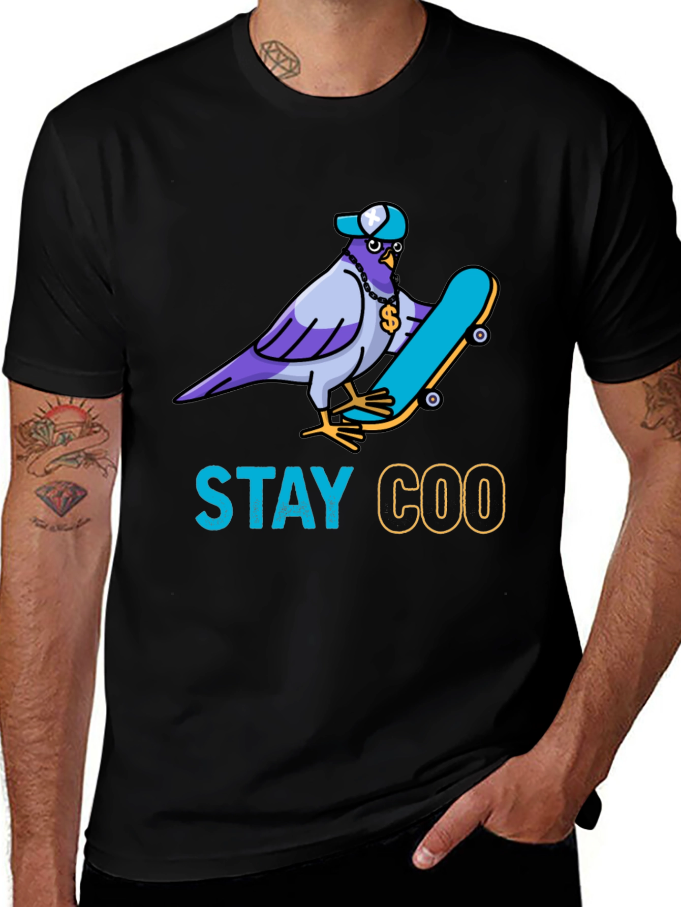 Variant 6 of Stay Coo T-Shirt - Skater Pigeon Graphic Tee