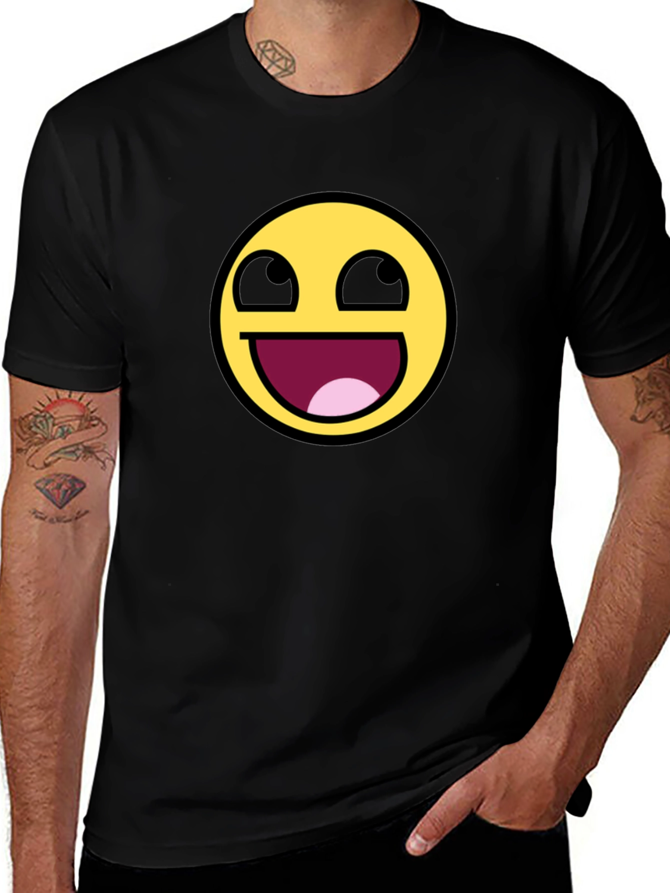 Variant 4 of Epic Face Emoji Black T-Shirt - Hilarious Graphic Tee