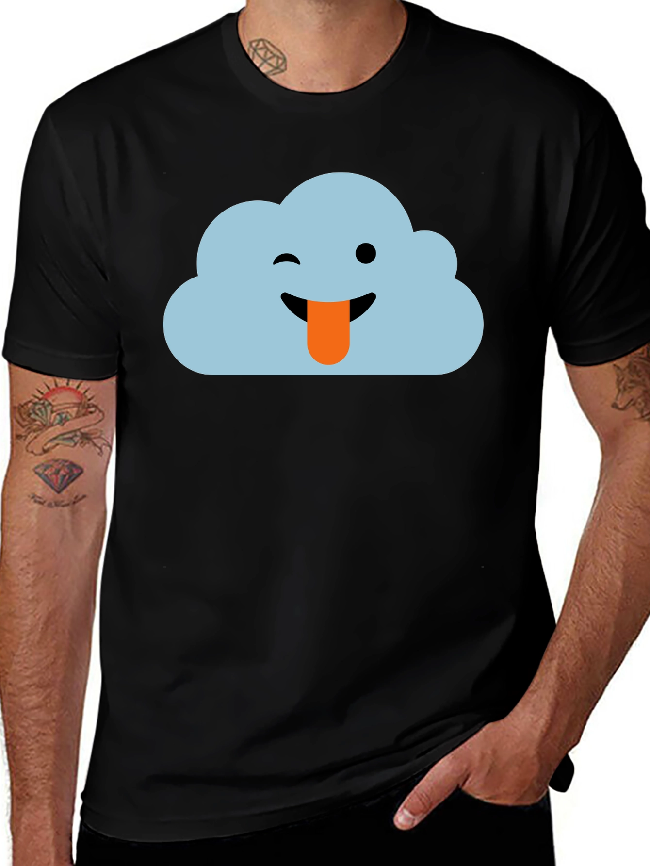 Variant 8 of Cloud Emoji Black T-Shirt