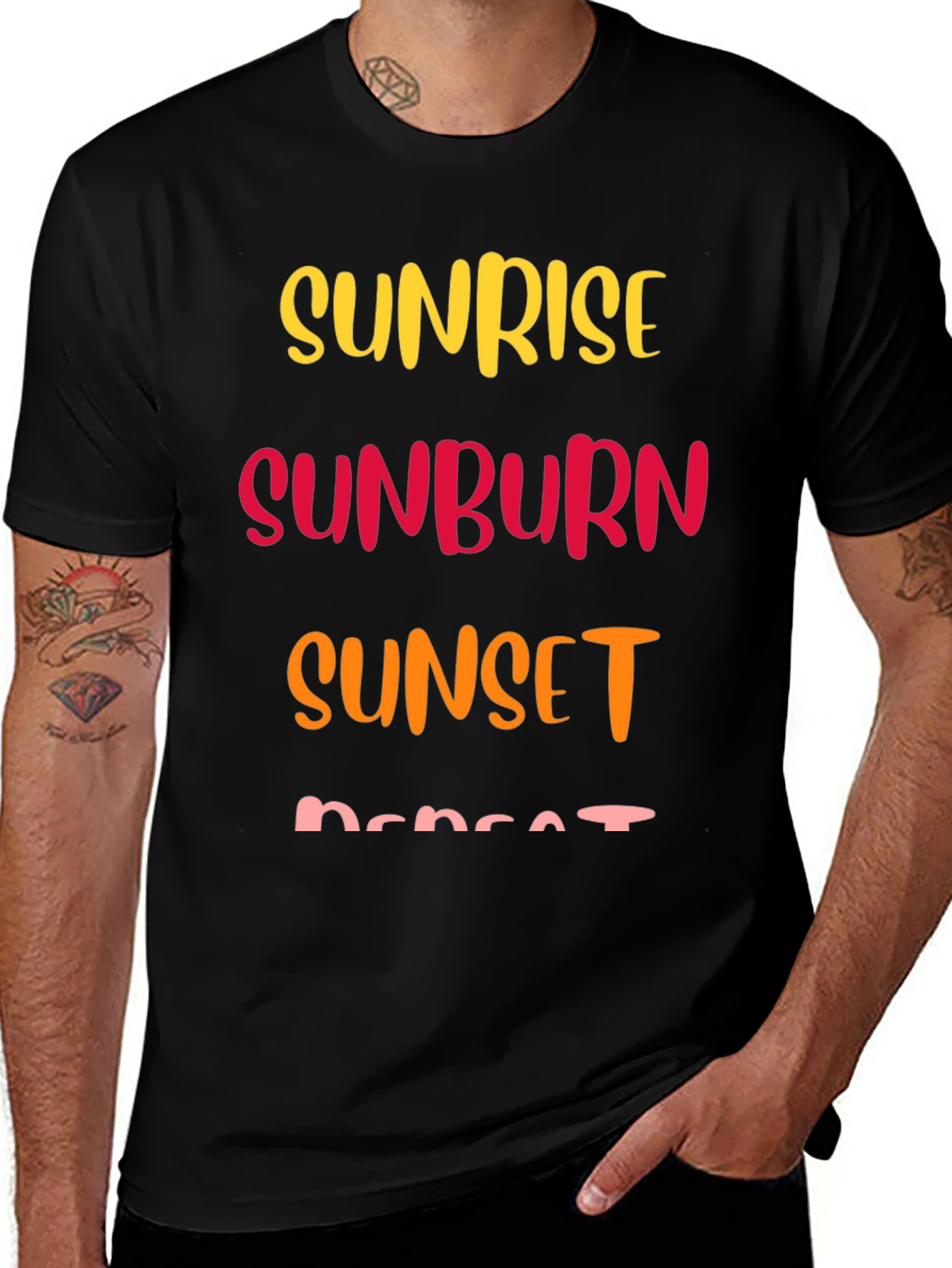 Variant 16 of Sunrise Sunburn Sunset Repeat Graphic T-Shirt