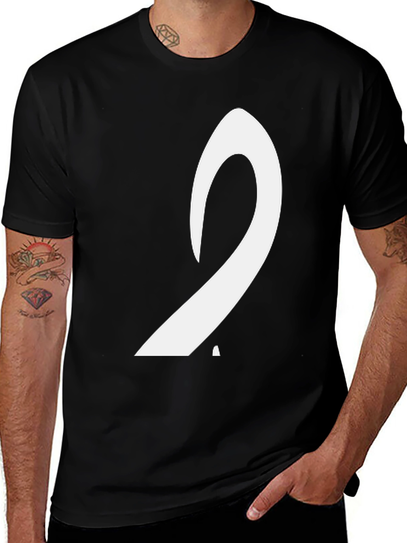 Variant 4 of Men's Black T-Shirt with White Arabic Letter Design
