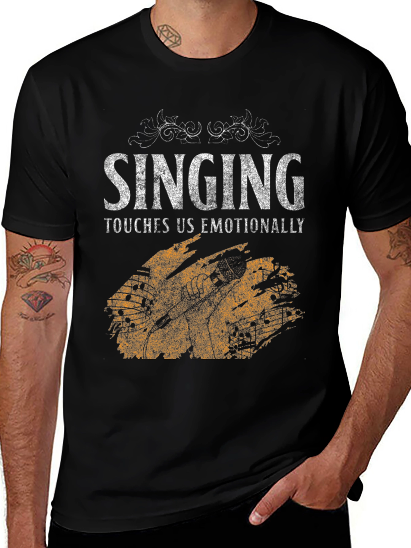 Variant 9 of Singing Touches Us Emotionally Black T-Shirt