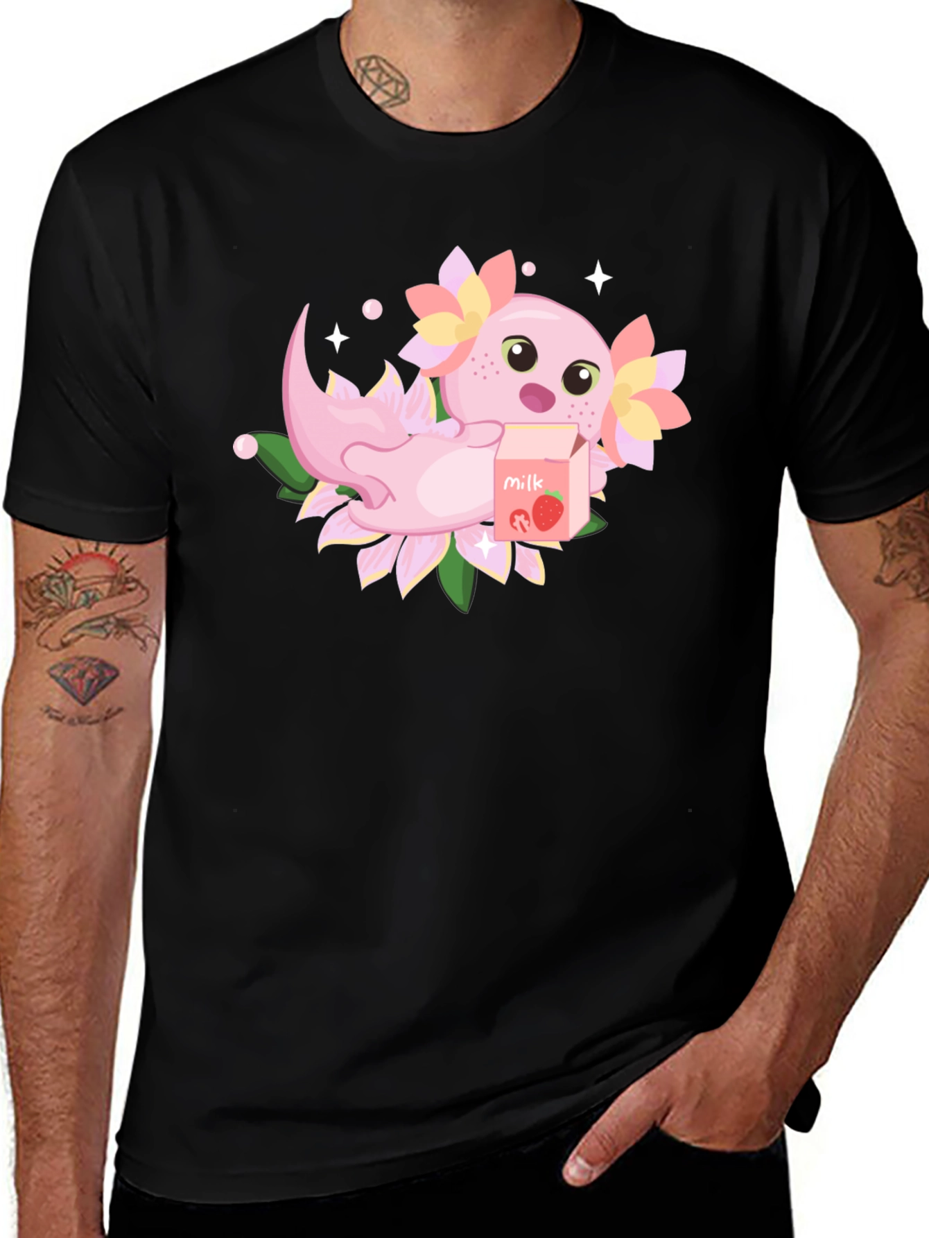 Variant 16 of Axolotl Strawberry Milk T-Shirt