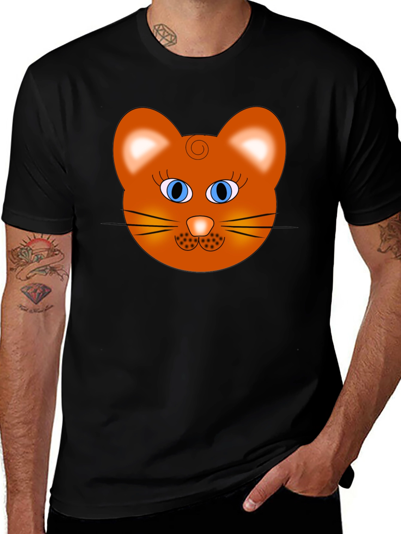 Variant 11 of Funny Cat Face Graphic T-Shirt - Unisex Black Tee