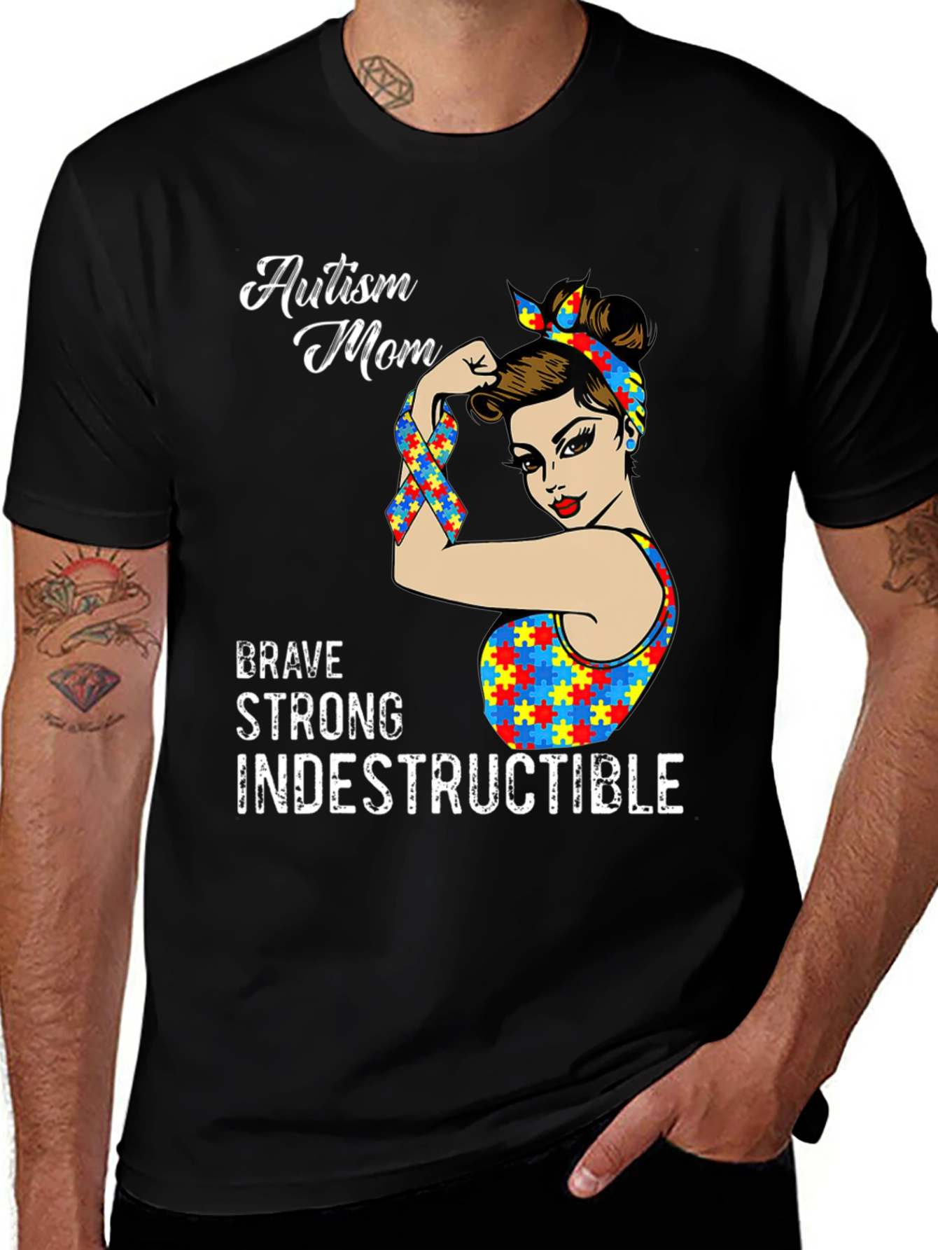 Autism Mom Brave Strong Indestructible T-Shirt