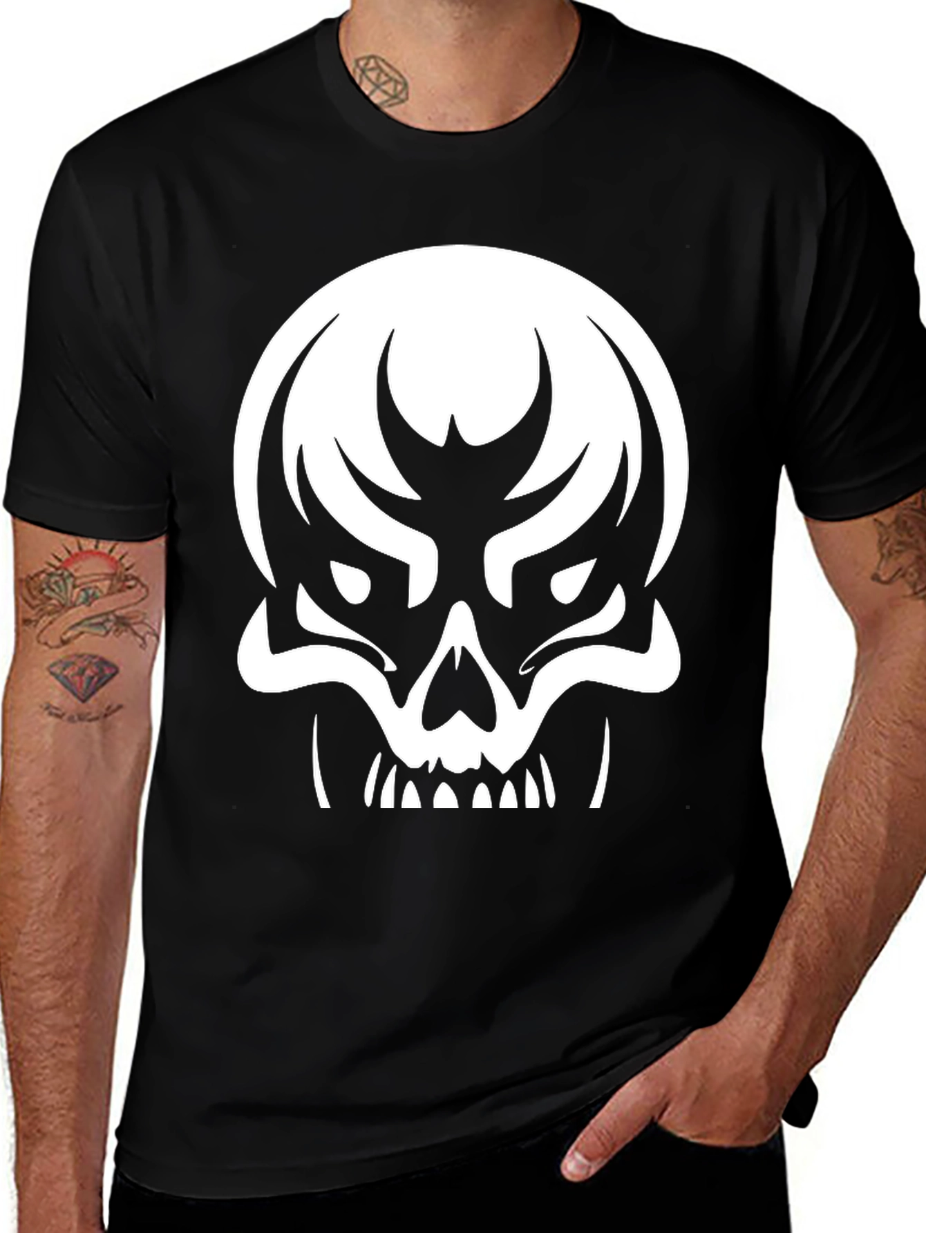 Variant 10 of Skull Graphic Black T-Shirt - Men's Fashion Tee