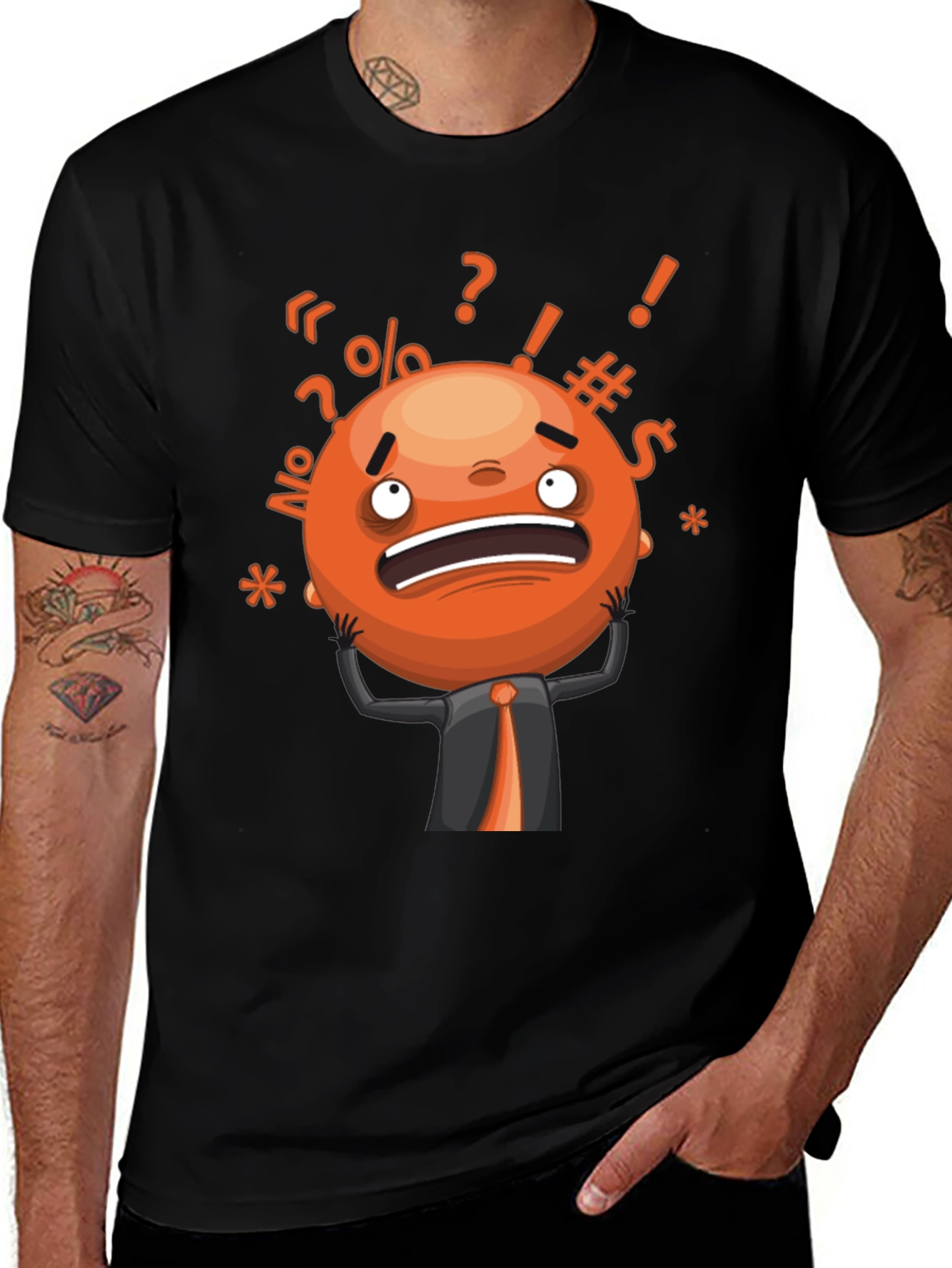 Variant 3 of Stressed Out Emoji Graphic T-Shirt - Black