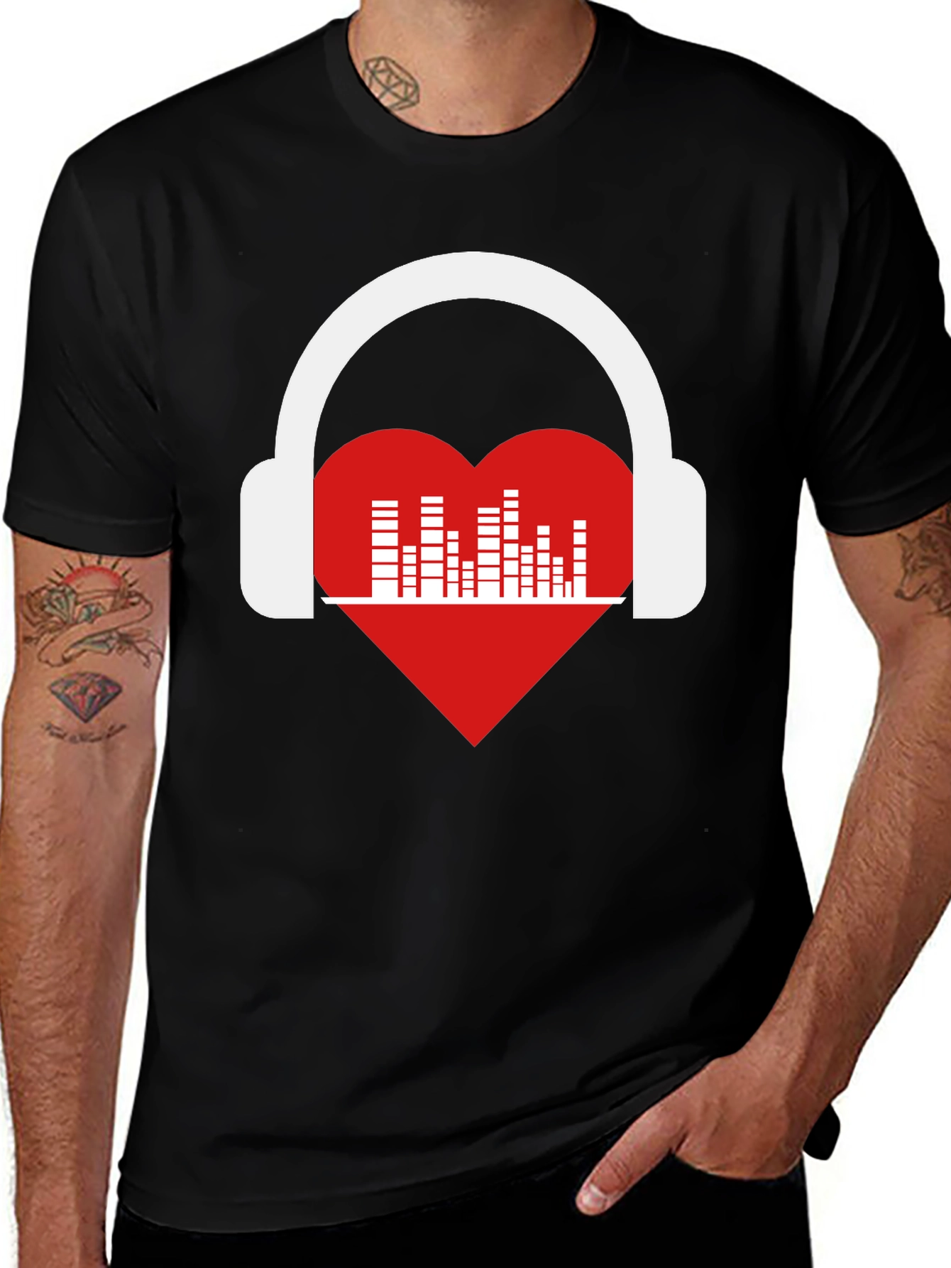 Variant 10 of Heart Music Headphones Graphic T-Shirt
