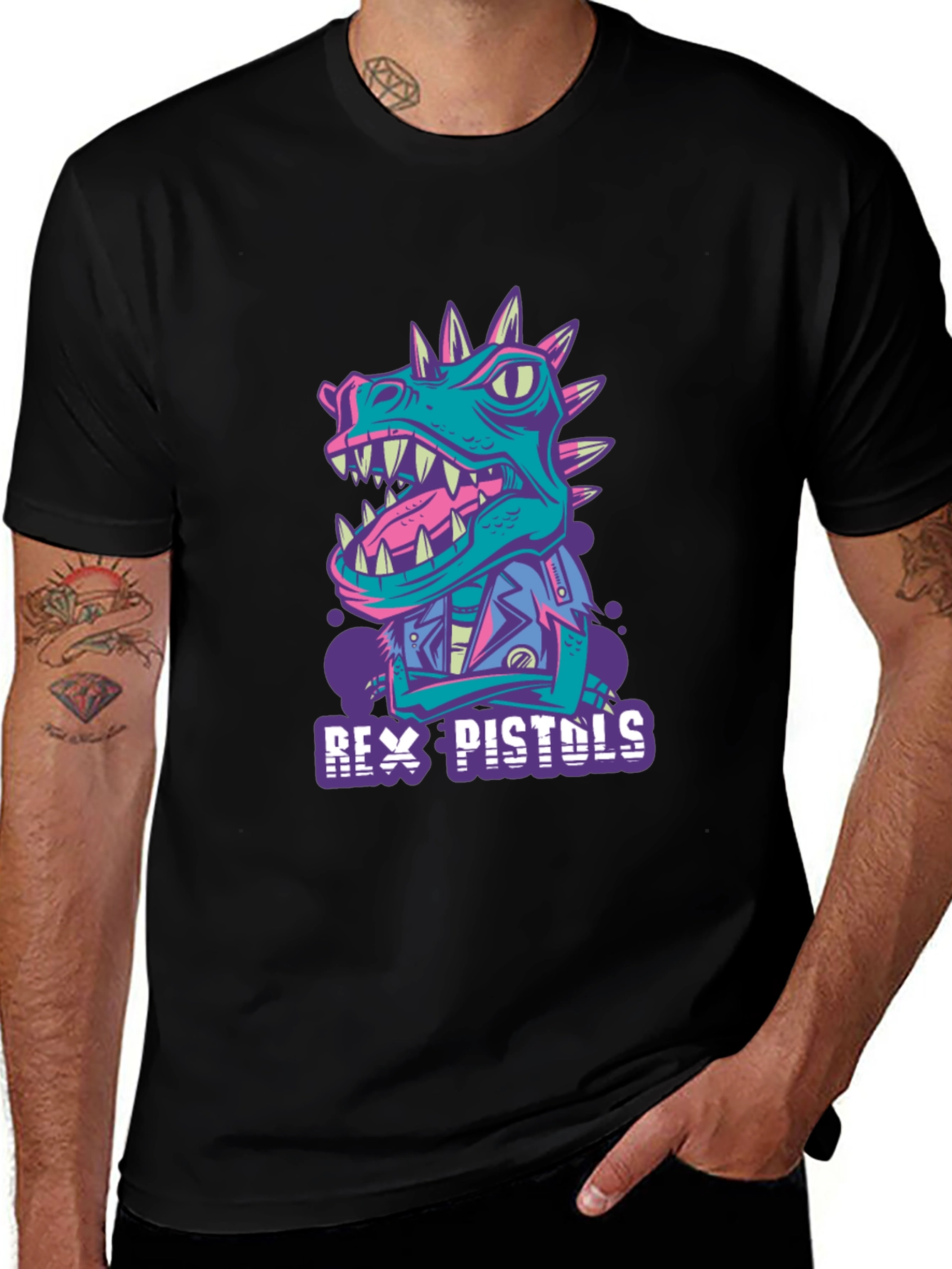 Variant 2 of Rex Pistols Dinosaur Punk T-Shirt