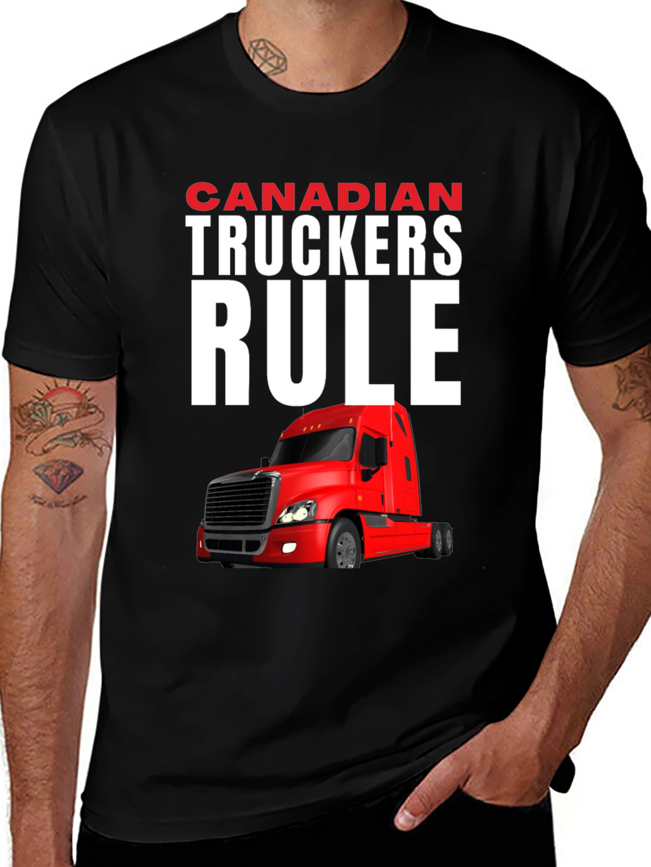 Black Canadian Truckers Rule Graphic T-Shirt main image