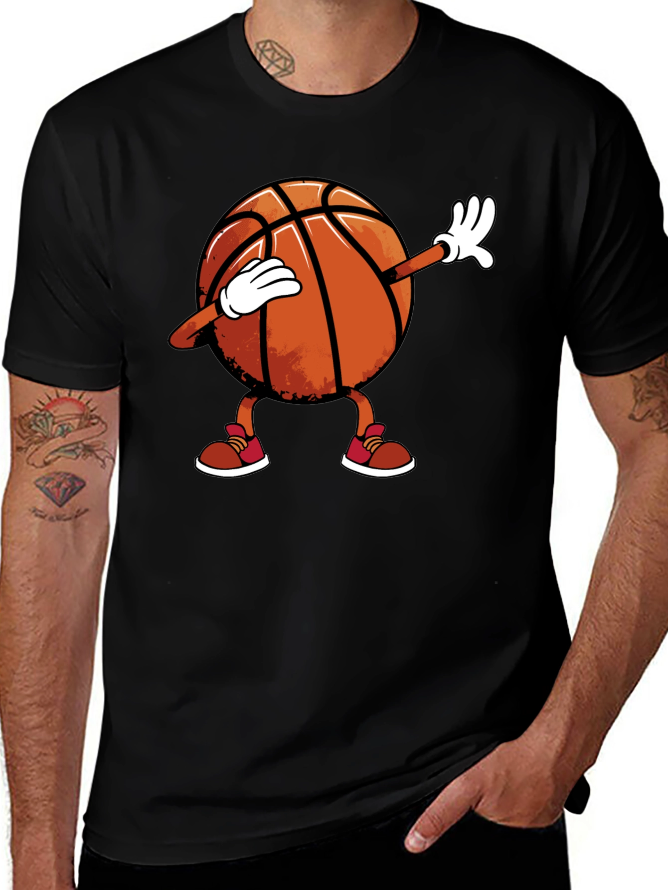 Variant 30 of Dabbing Basketball Graphic Tee - Black