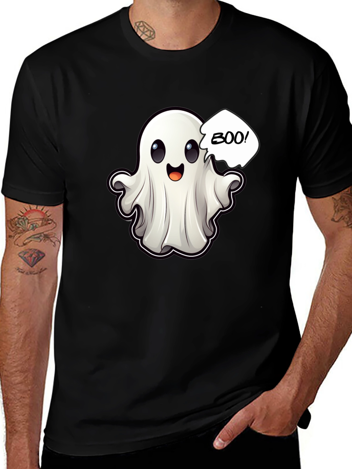 Variant 5 of Boo! Ghost Graphic Black T-Shirt
