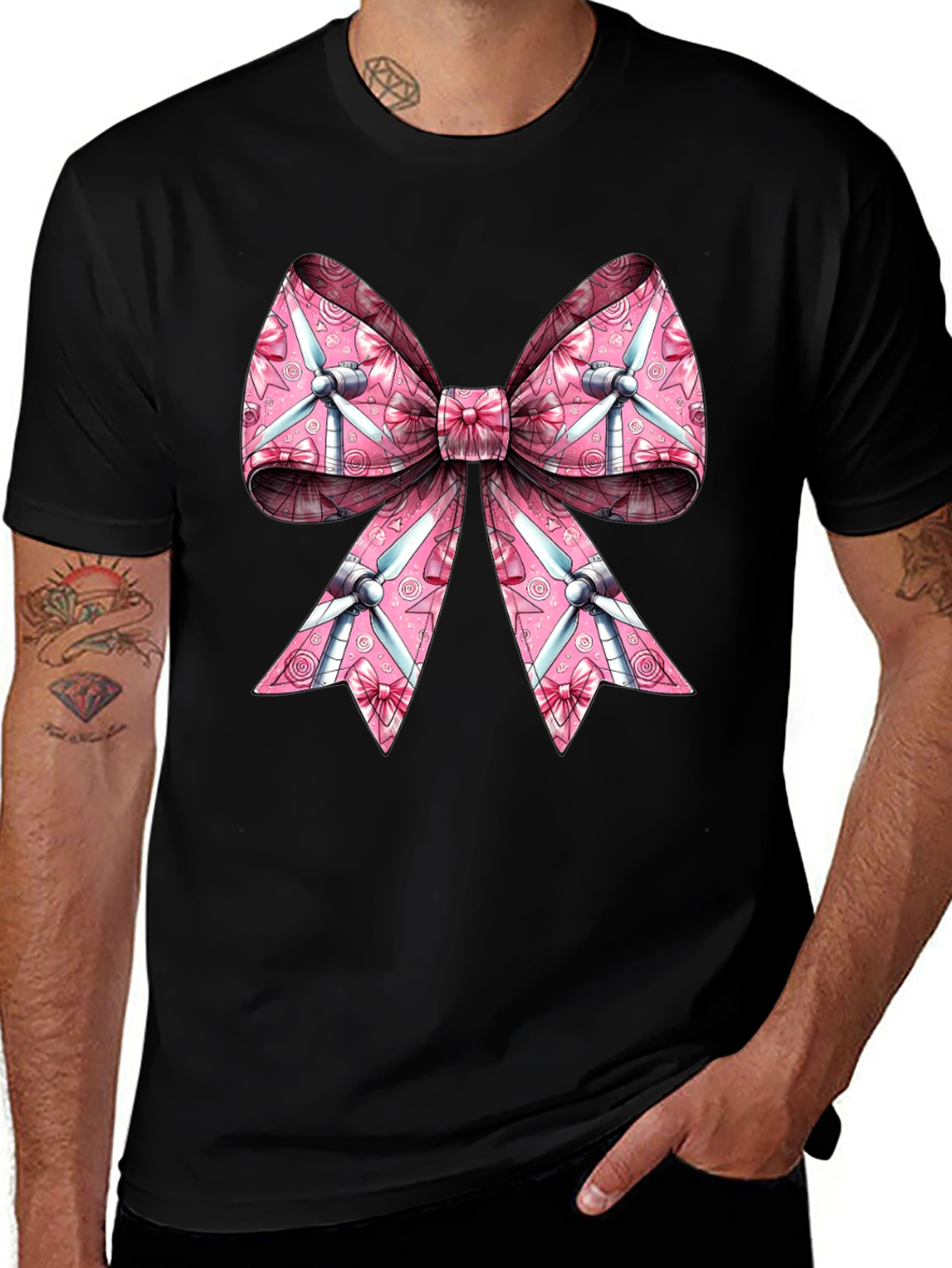 Variant 19 of Whimsical Pink Bow Graphic Tee