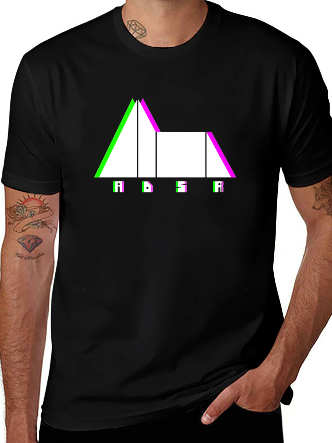 Variant 10 of ADSR Glitch Graphic T-Shirt - Stylish Synth Music Tee
