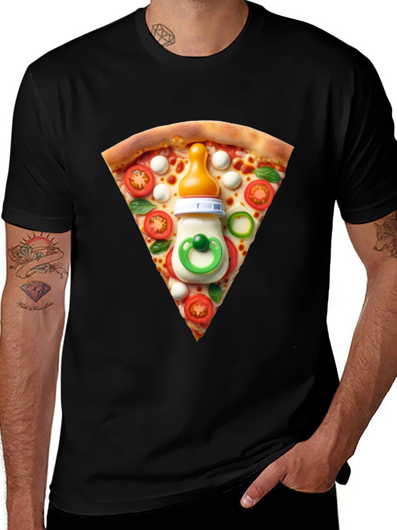 Variant 14 of Pizza Slice Baby Bottle Graphic Tee