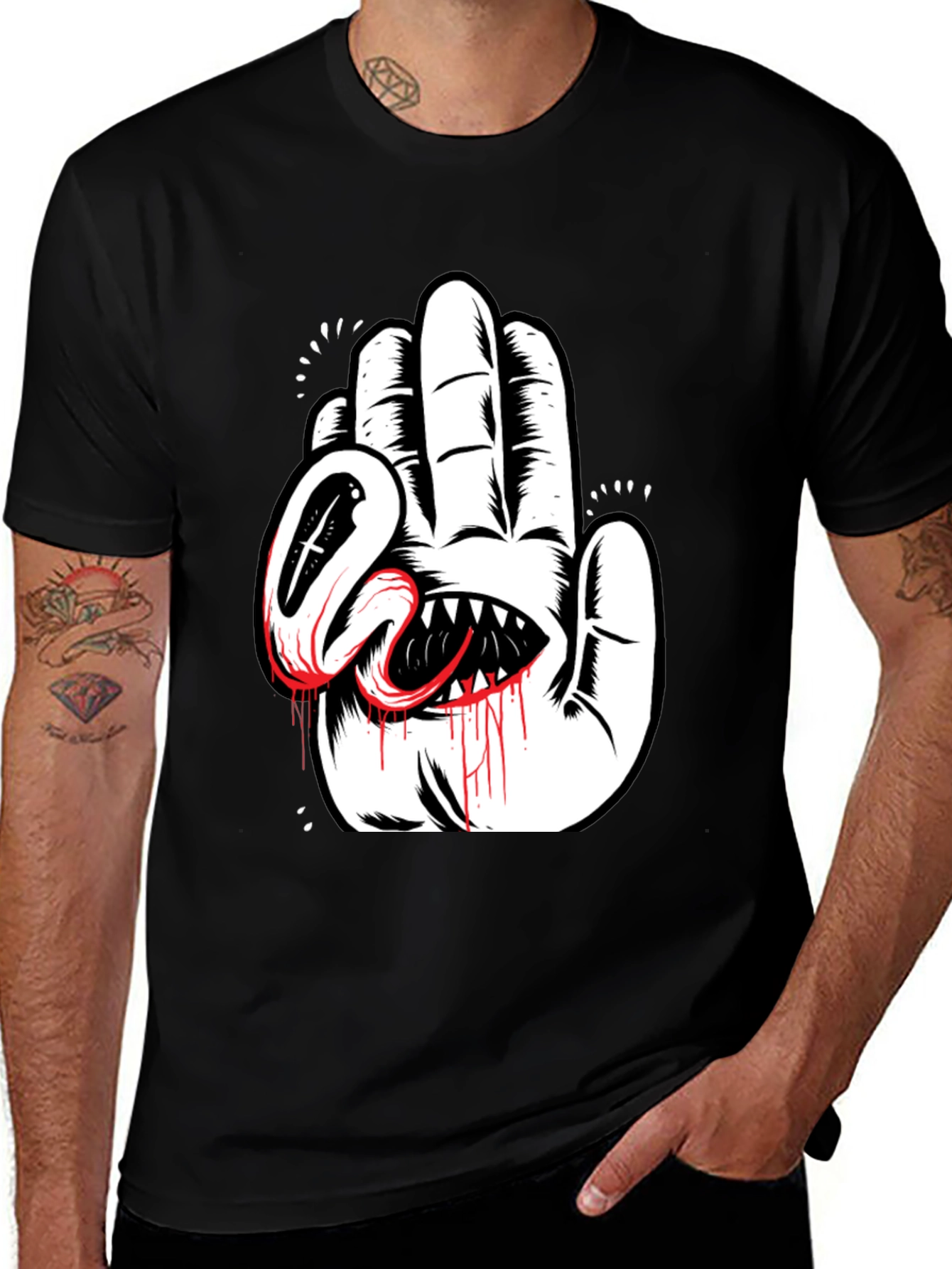 Variant 26 of Hand Monster Graphic Tee - Black