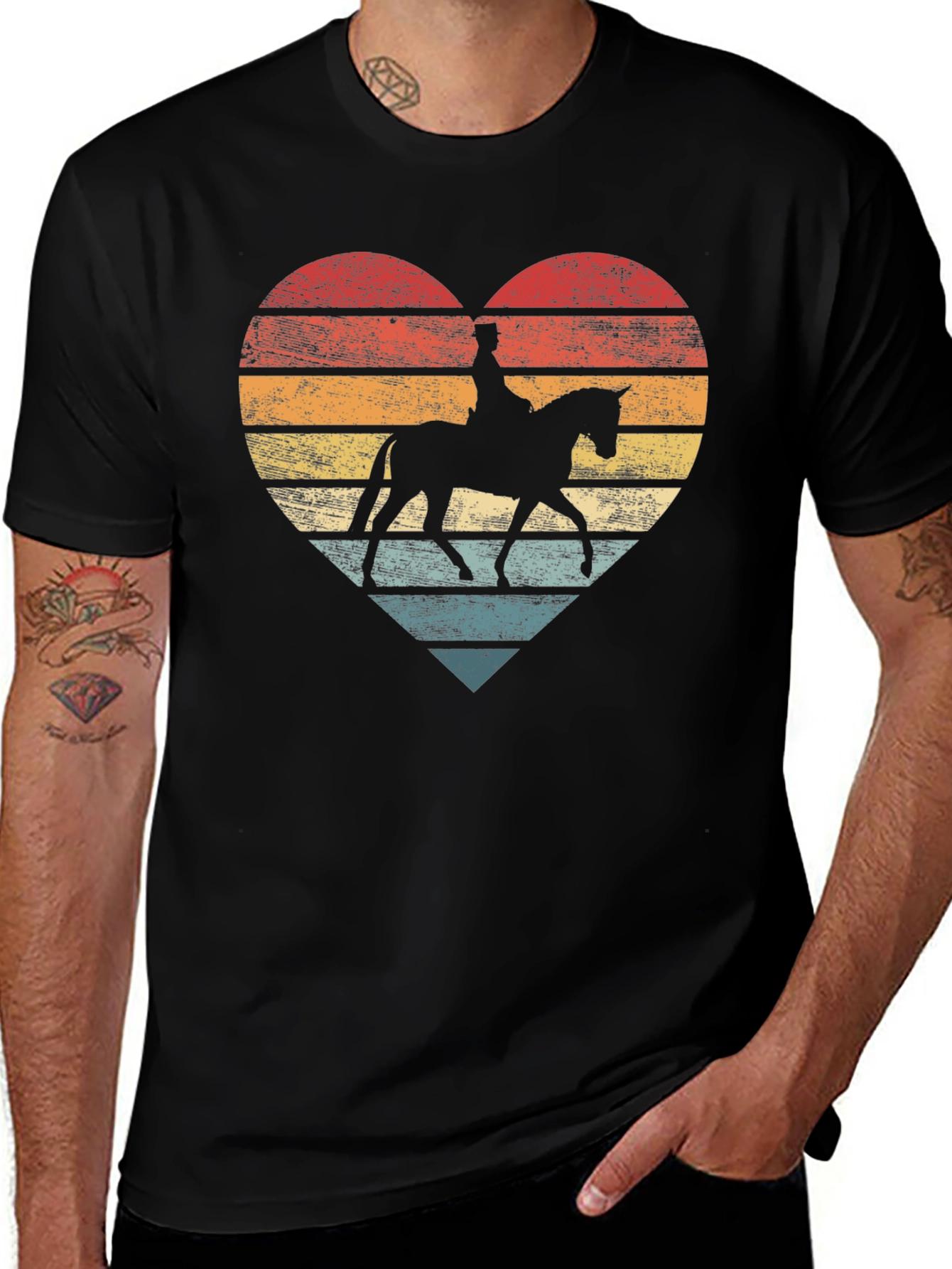 Vintage Horse Heart T-Shirt - Equestrian Lover Tee