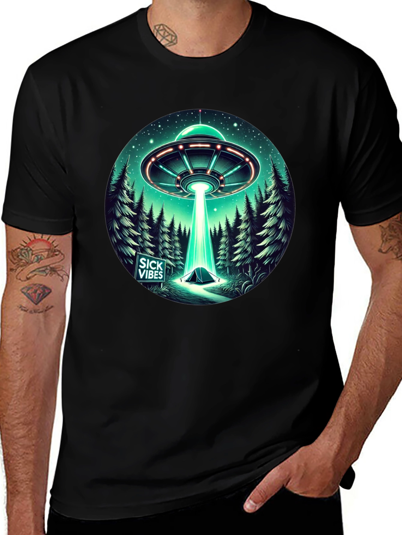 UFO Abduction T-Shirt - Sick Vibes Graphic Tee