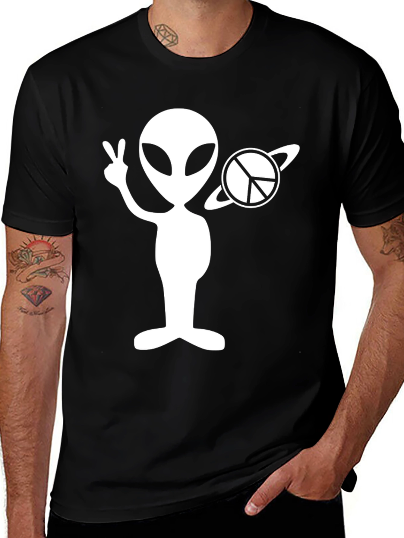 Variant 26 of Alien Peace Sign T-Shirt