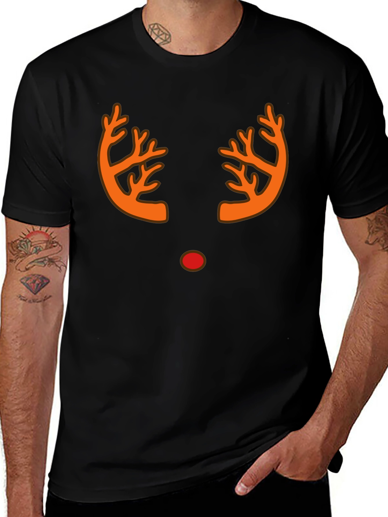 Reindeer Antler Graphic Tee - Christmas Holiday Party Shirt