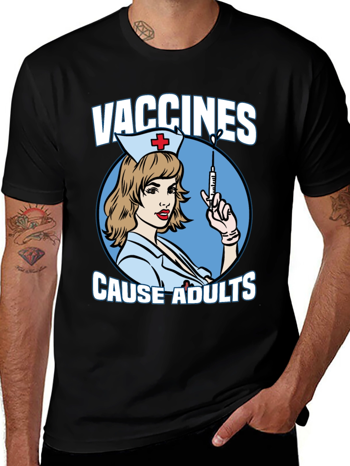 Variant 8 of Vaccines Cause Adults T-Shirt - Novelty Graphic Tee