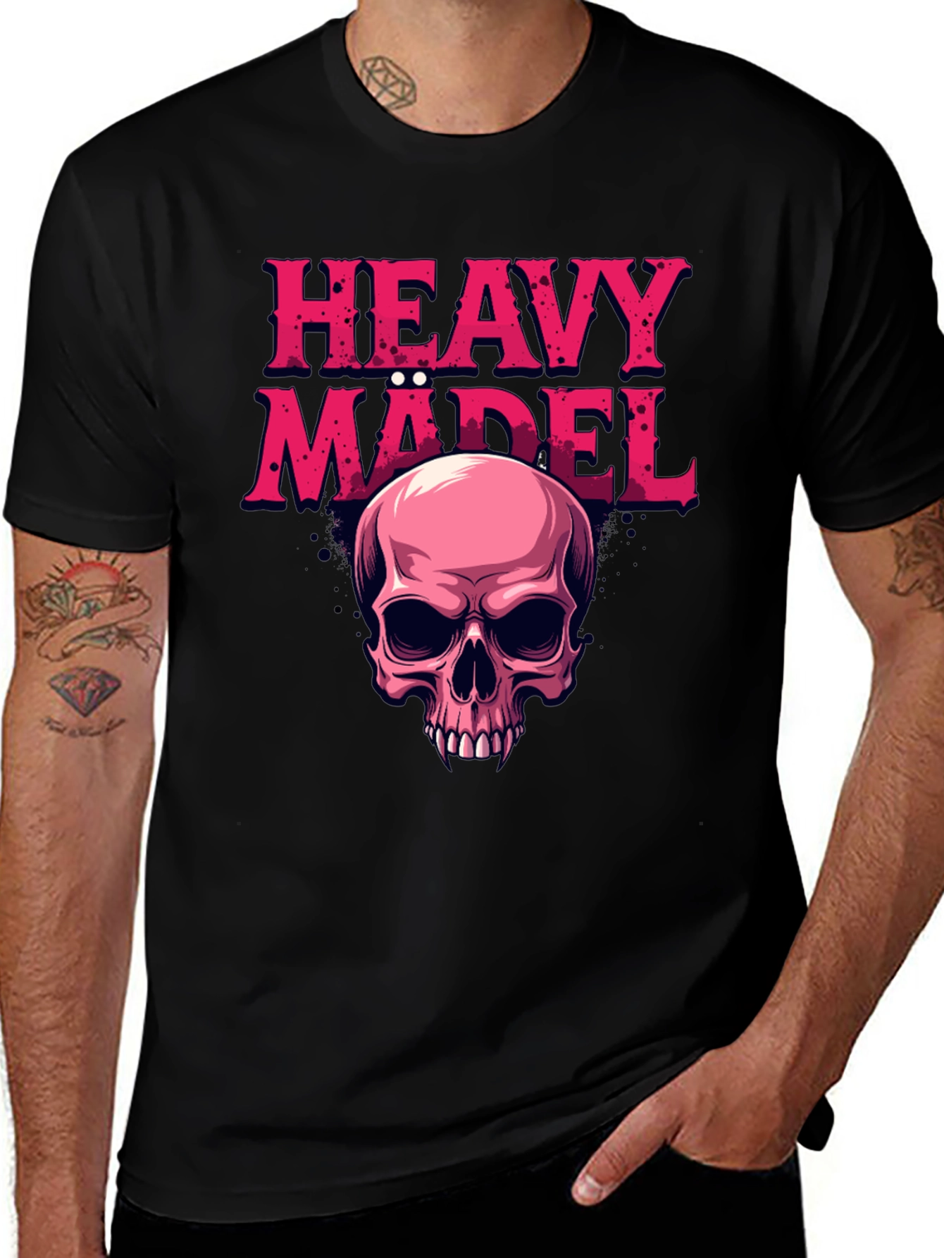 Variant 25 of Heavy Mädel Skull Graphic Tee - Rocker Style Shirt