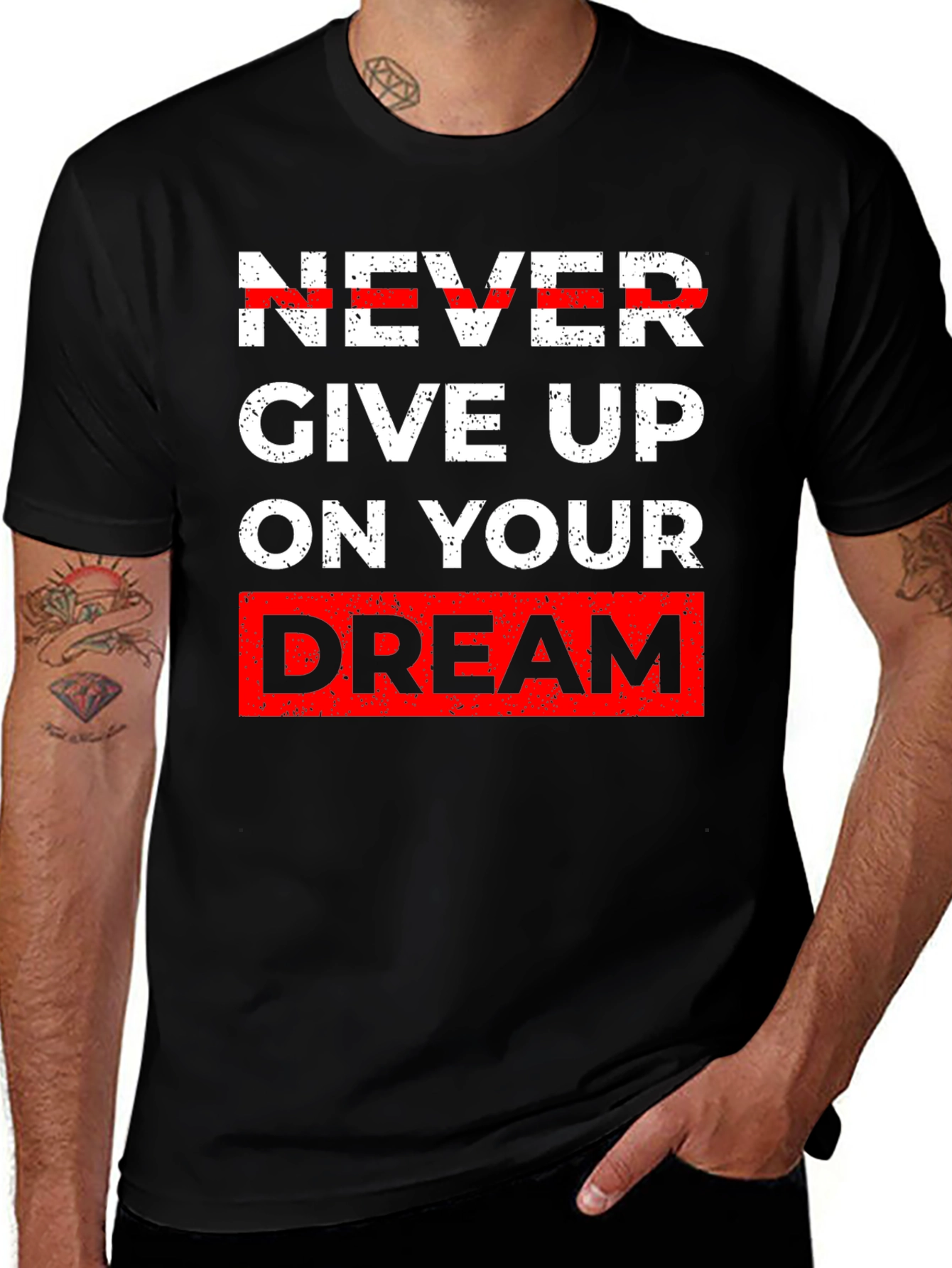 Variant 15 of Inspirational Graphic Tee - Never Give Up Dream T-Shirt