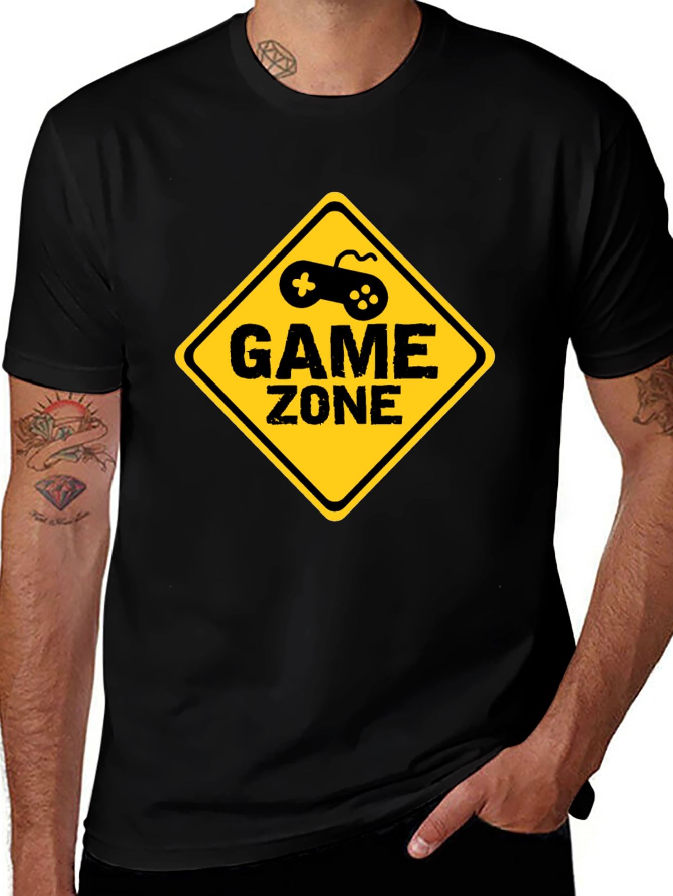 Game Zone Graphic Tee - Black Cotton T-Shirt