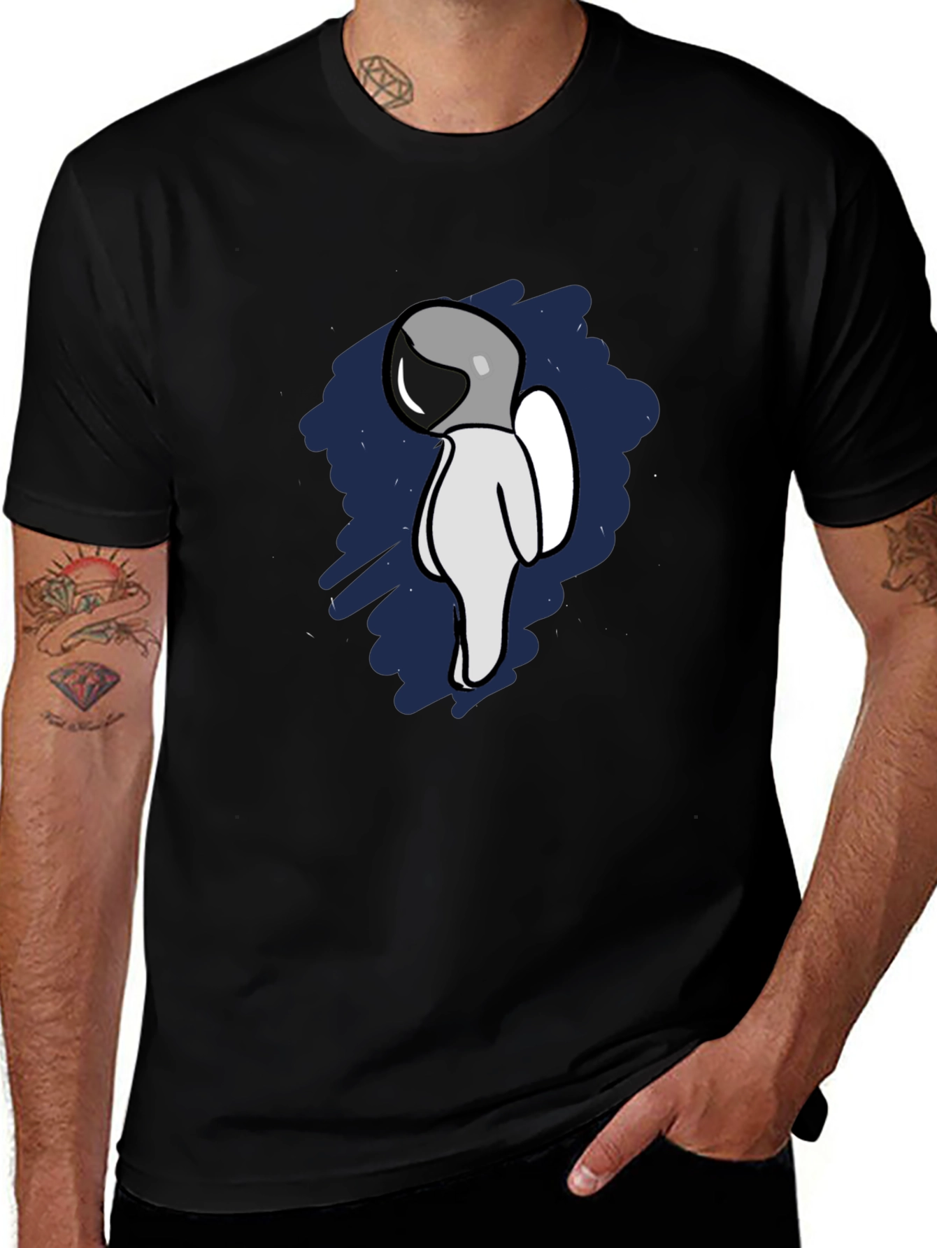 Variant 2 of Astronaut Graphic Tee - Black Cotton T-Shirt