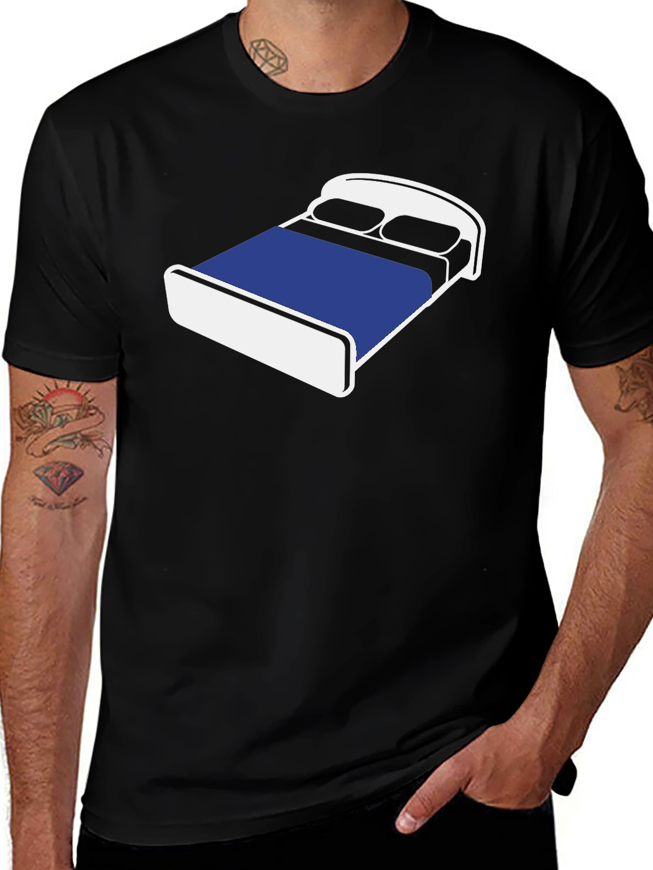 Variant 27 of Novelty Bed Graphic T-Shirt - Comfortable Black Tee