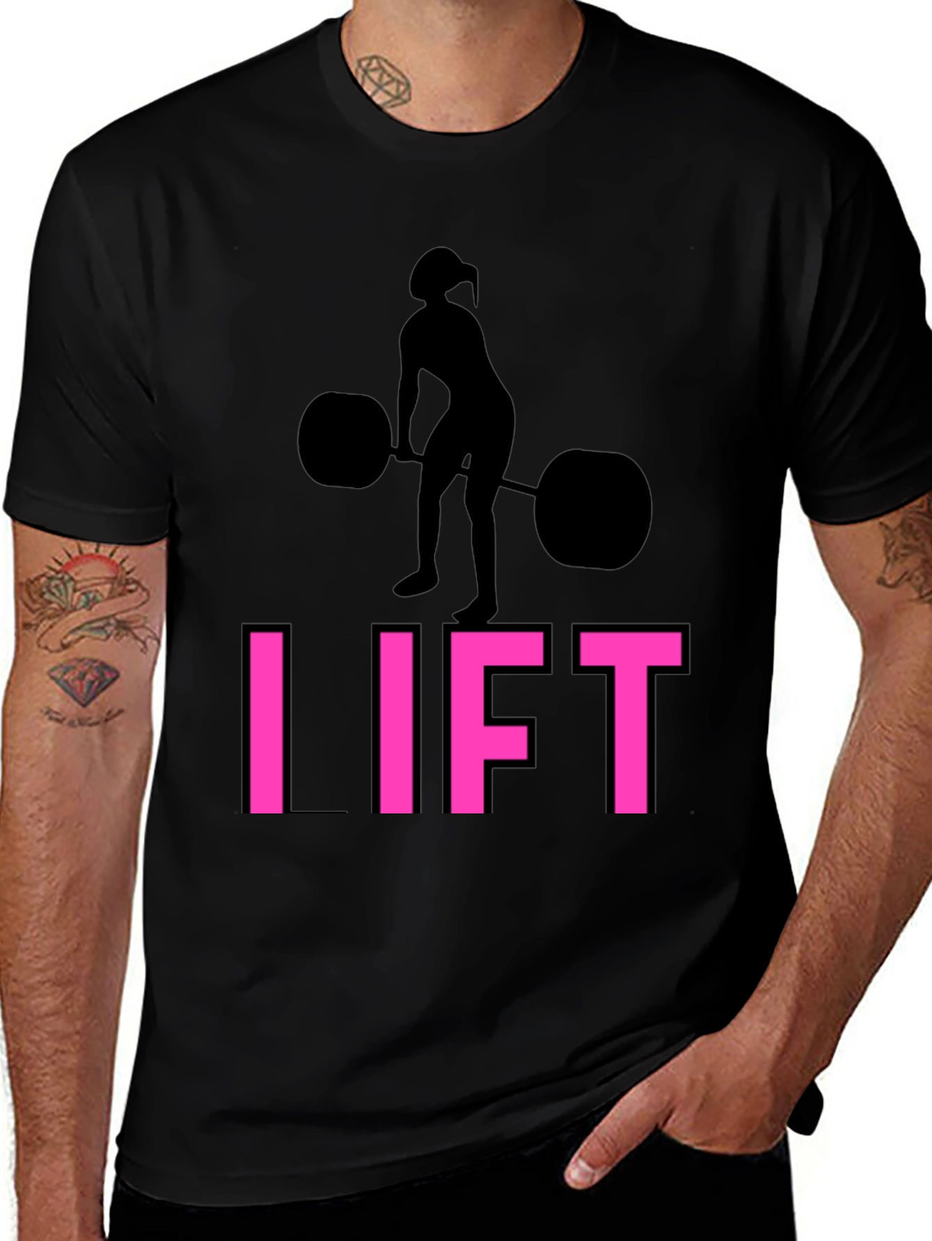 Variant 14 of I Lift Weightlifting Black T-Shirt