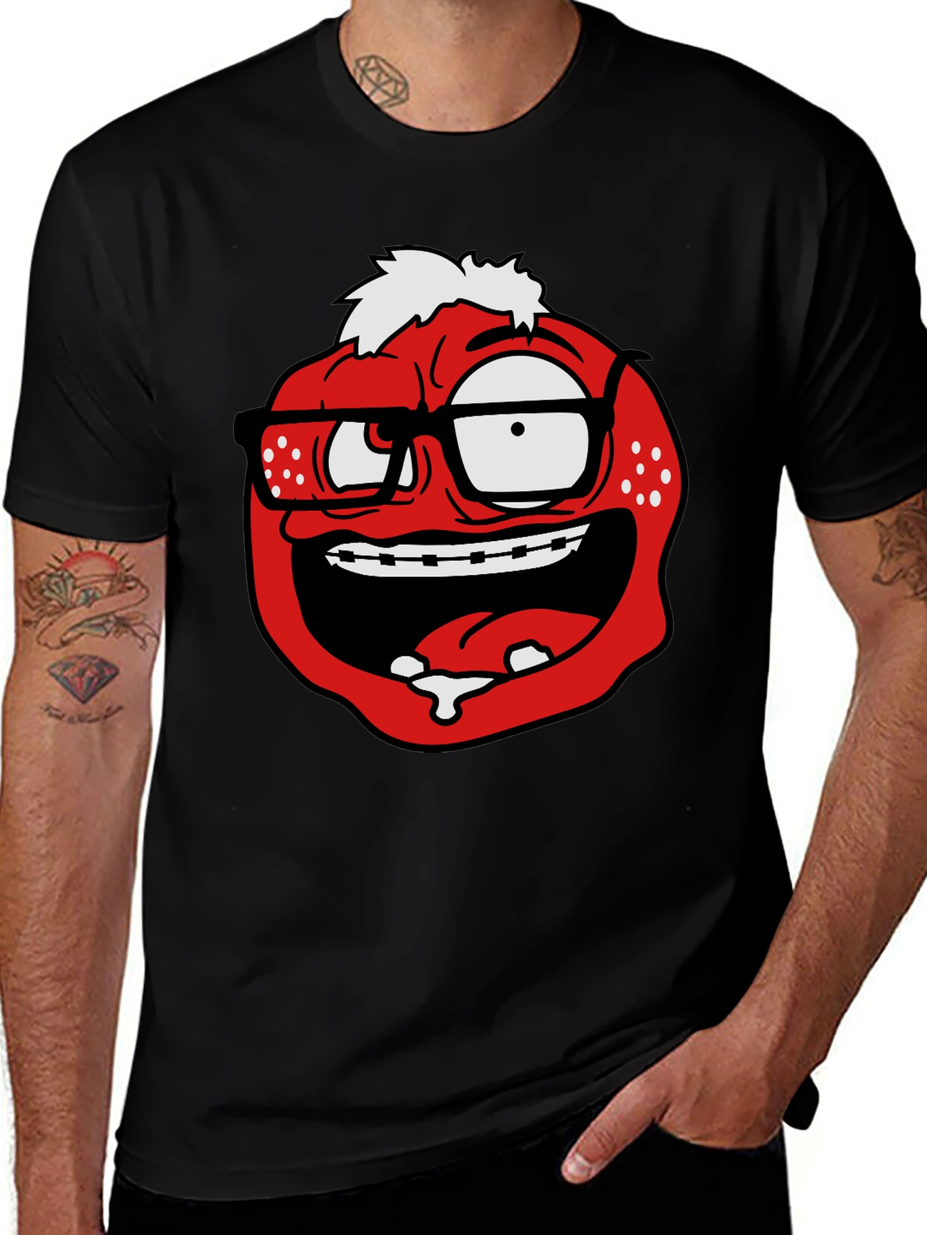 Funny Red Nerd Face Graphic T-Shirt