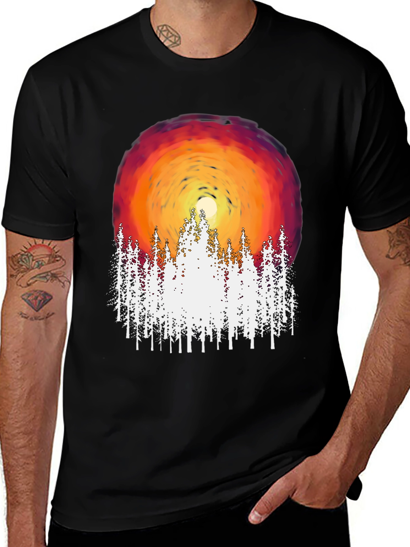 Variant 4 of Sunset Forest Graphic Tee - Black
