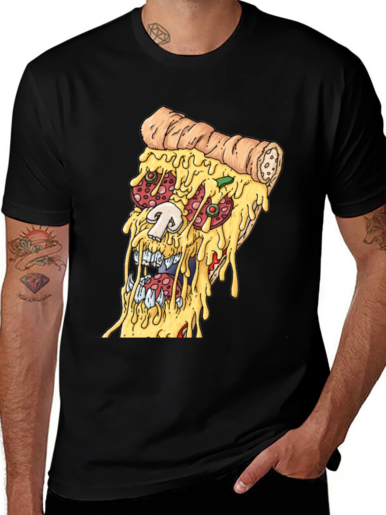 Variant 26 of Pizza Slice Graphic Black T-Shirt