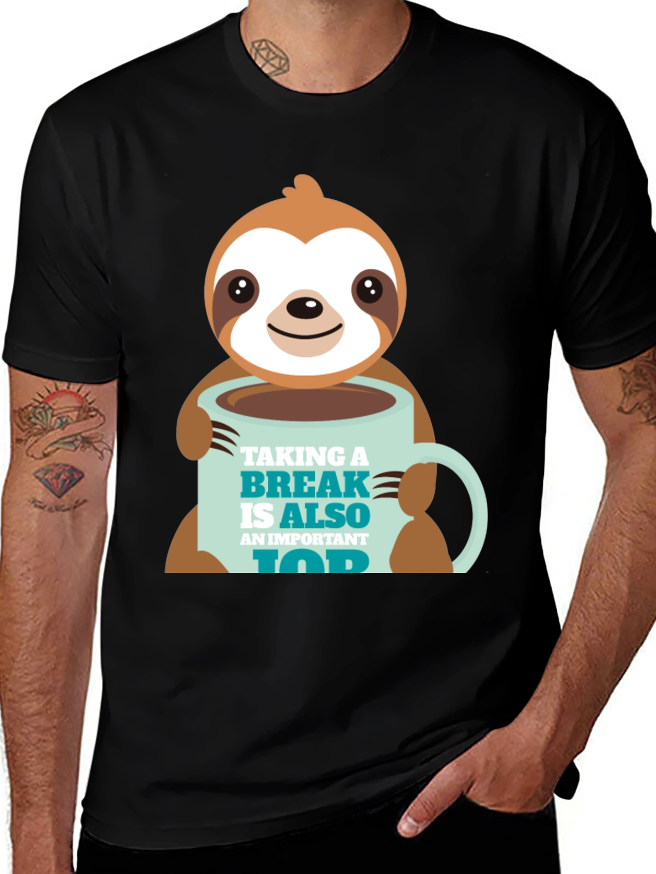 Variant 15 of Sloth Coffee Break T-Shirt - Relax, It's Important!