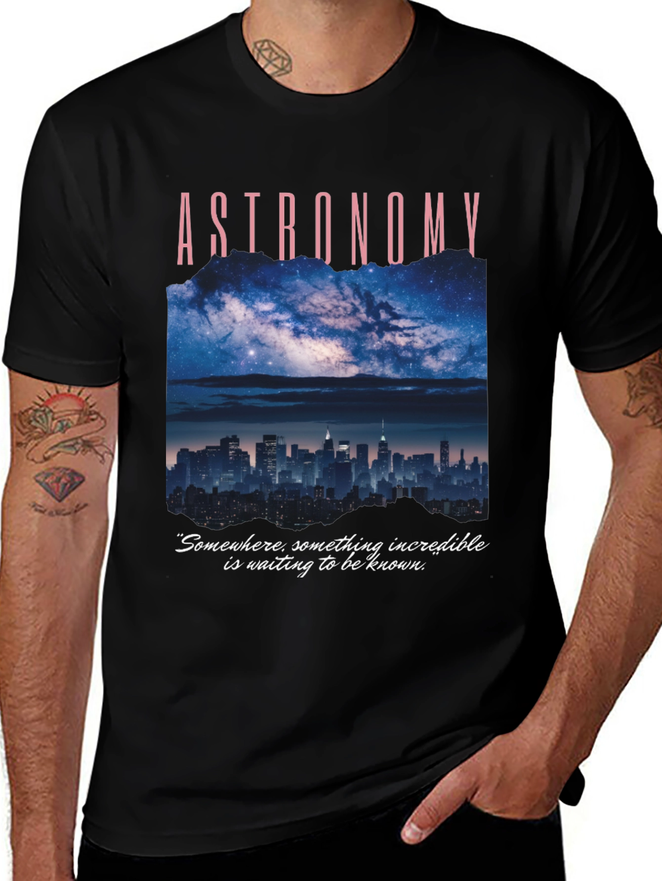 Variant 17 of Astronomy Graphic T-Shirt - Night Sky & City