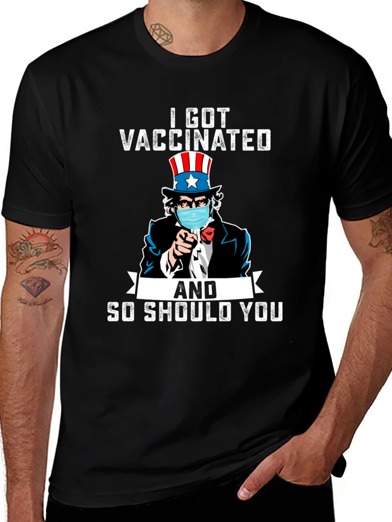 Variant 2 of I Got Vaccinated Uncle Sam Graphic Tee