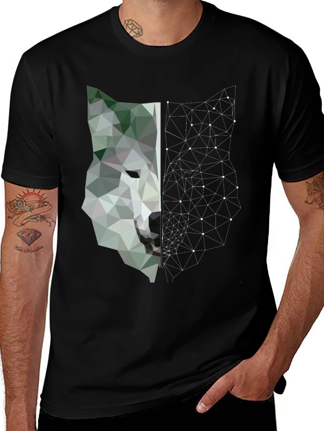 Variant 17 of Geometric Wolf Graphic Tee - Modern Design