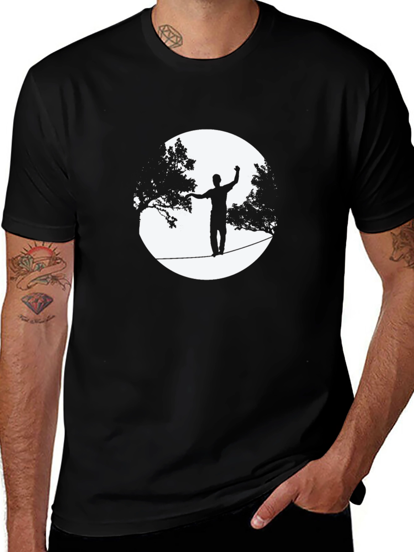 Variant 24 of Slackline Silhouette T-Shirt - Black Cotton Tee
