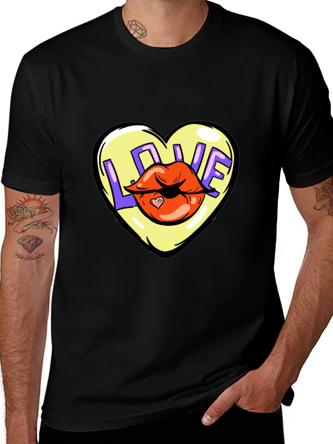 Variant 19 of Love Lips Graphic Tee - Black Cotton T-Shirt